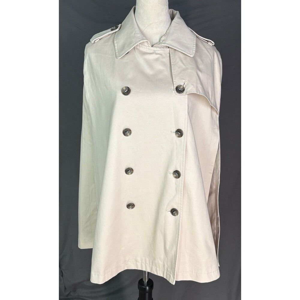 Ralph Lauren Women's Trench Cape One Size Beige Double Breasted Buttons Lined